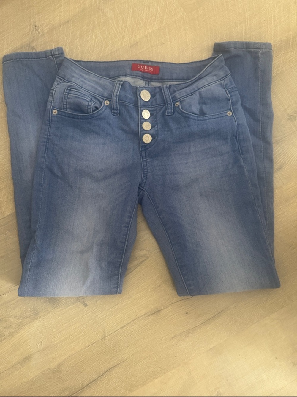 GUESS Women's Blue Skinny Button-Fly Jeans Size 25